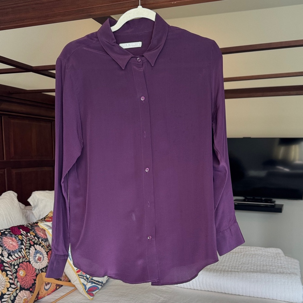 Purple Button-Up Blouse
